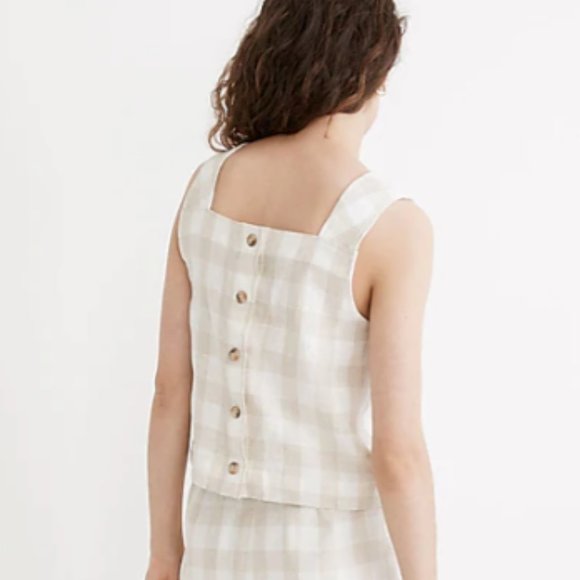 Madewell Linen-Blend Sunside Button-Back Top: Undyed Edition Size 0 - Picture 2 of 7